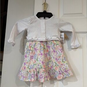 Baby Essentials White and Floral Dress Set